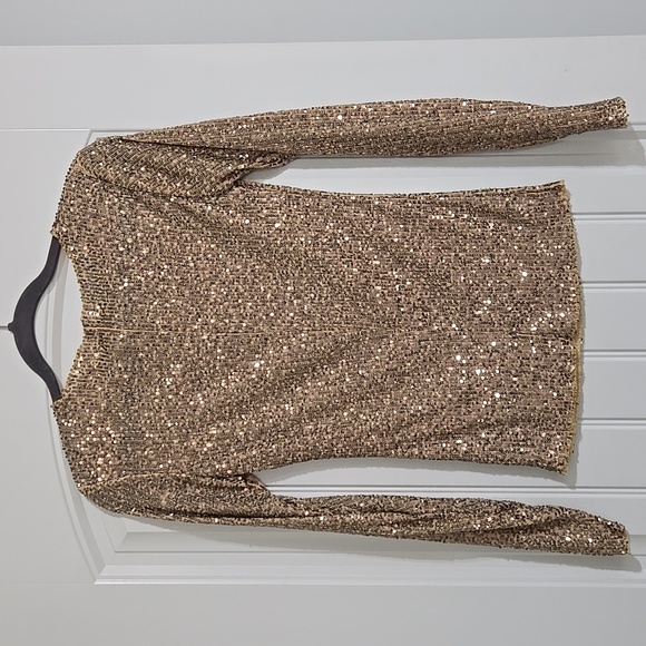 Free People Intimately Gold Rush Long Sleeve Top Blouse Gold Combo XS NWT - Picture 6 of 6